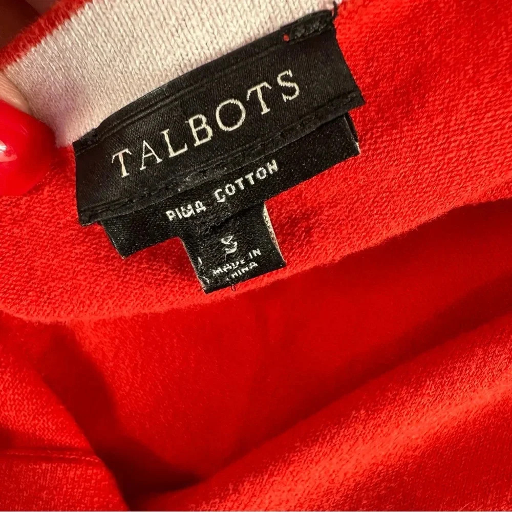 talbots prima cotton blend  orange/red cardigan sz small preppy business casual - Picture 5 of 8